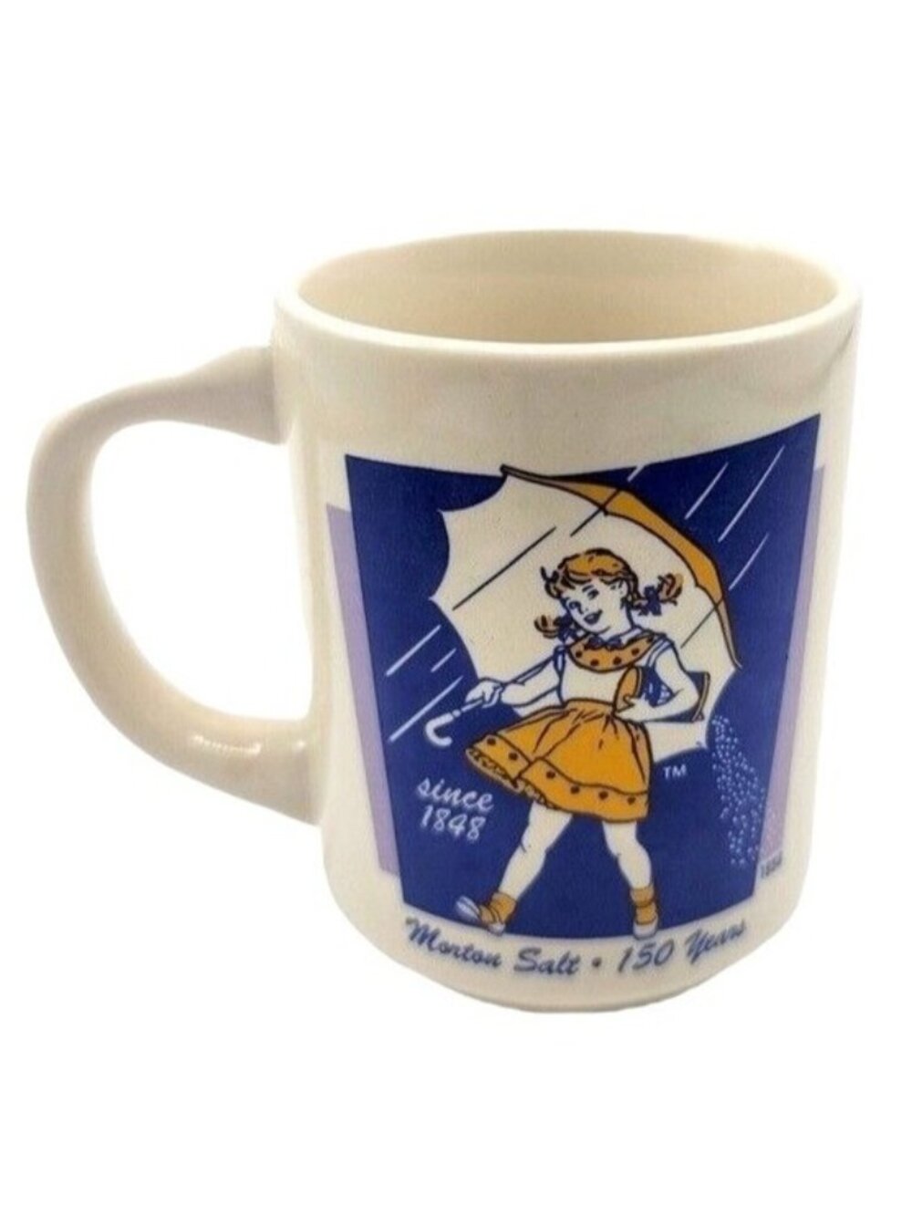 Morton Salt Girl Mug Since 1858 Umbrella 1968 Yellow Advert Bryan China Vintage